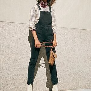 Madewell washed black skinny overalls size XS